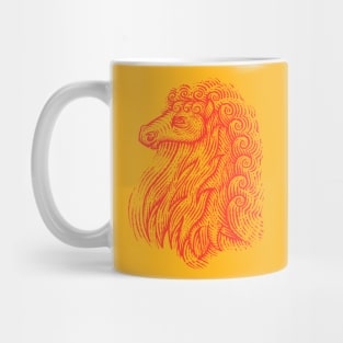 Side Profile of a Horse Head with Curly Hair Hand Drawn Illustration Mug